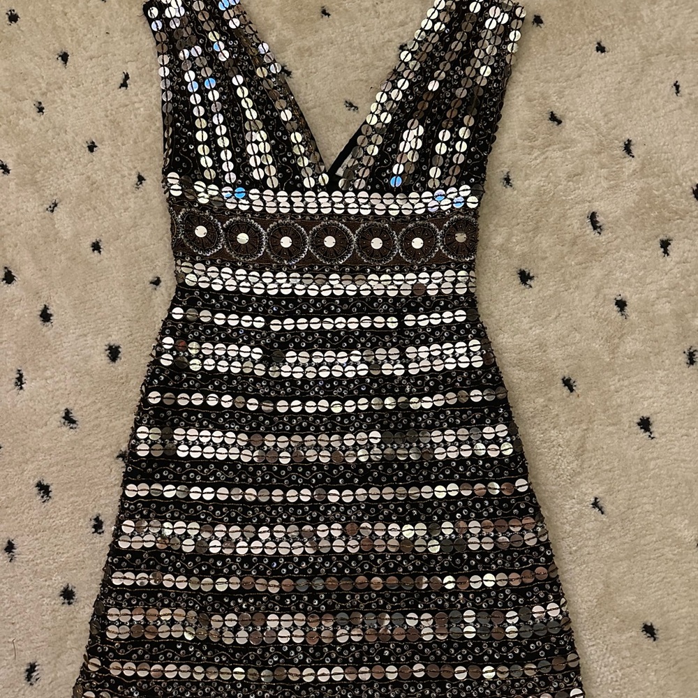 Vintage Scala Black and Silver Sequin Mini Dress